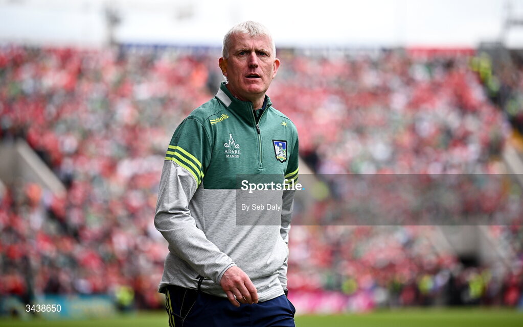 26 April 2026; Limerick manager John Kiely during the Munster GAA Senior Hurling Championship Round 2 match between Cork and Limerick at SuperValu Páirc Uí Chaoimh in Cork. Photo by Seb Daly/Sportsfile
