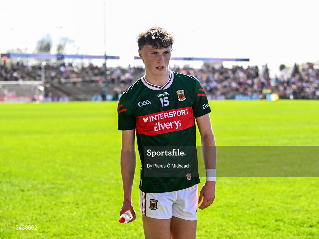 26 April 2026; Kobe McDonald of Mayo before the Connacht GAA Football Senior Championship semi-final match between Mayo and Roscommon at Hastings Insurance MacHale Park in Castlebar, Mayo. Photo by Piaras Ó Mídheach/Sportsfile