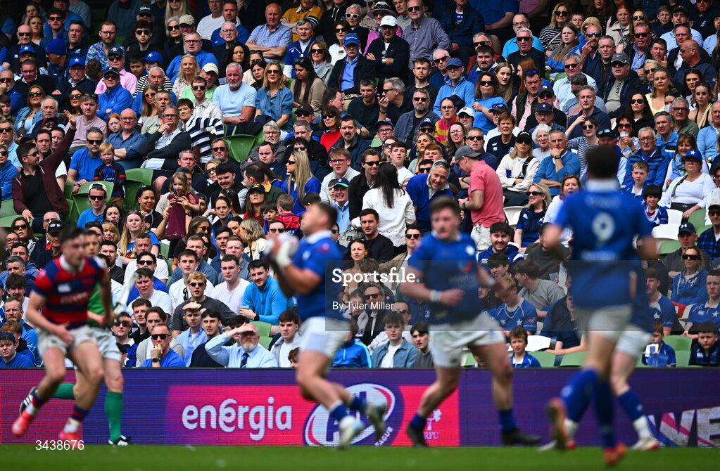 26 April 2026; St Mary's College RFC supporters watch on during the Energia Men's All-Ireland League Division 1A final match between Clontarf FC and St Mary's College RFC at the Aviva Stadium in Dublin. Photo by Tyler Miller/Sportsfile