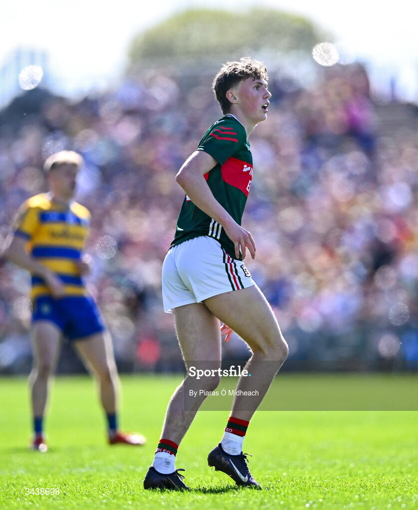 26 April 2026; Kobe McDonald of Mayo during the Connacht GAA Football Senior Championship semi-final match between Mayo and Roscommon at Hastings Insurance MacHale Park in Castlebar, Mayo. Photo by Piaras Ó Mídheach/Sportsfile