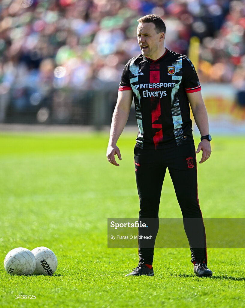 26 April 2026; Mayo manager Andy Moran before the Connacht GAA Football Senior Championship semi-final match between Mayo and Roscommon at Hastings Insurance MacHale Park in Castlebar, Mayo. Photo by Piaras Ó Mídheach/Sportsfile