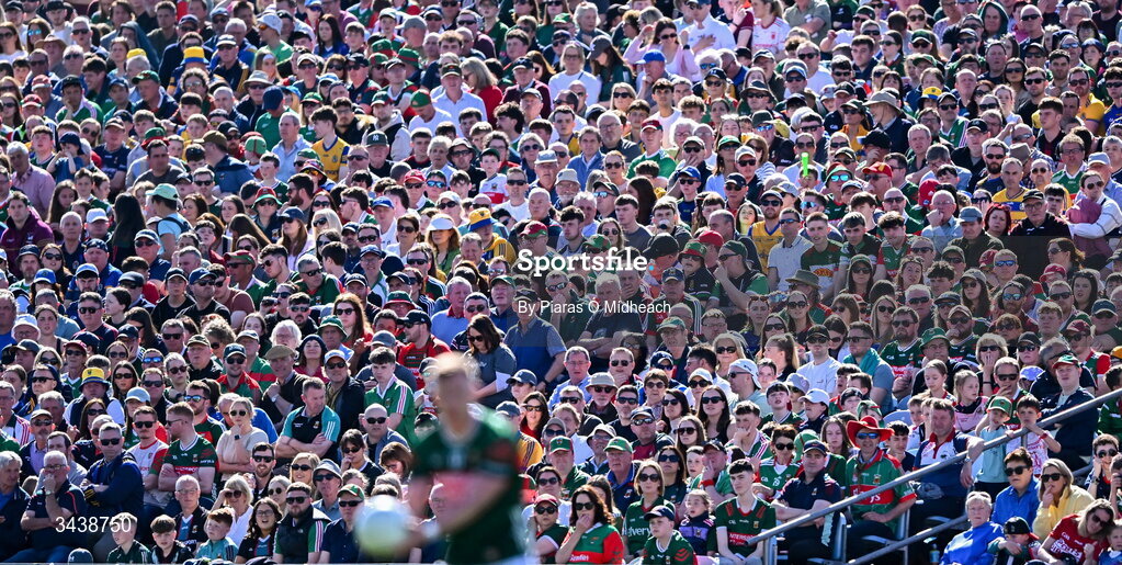 26 April 2026; Supporters during the Connacht GAA Football Senior Championship semi-final match between Mayo and Roscommon at Hastings Insurance MacHale Park in Castlebar, Mayo. Photo by Piaras Ó Mídheach/Sportsfile