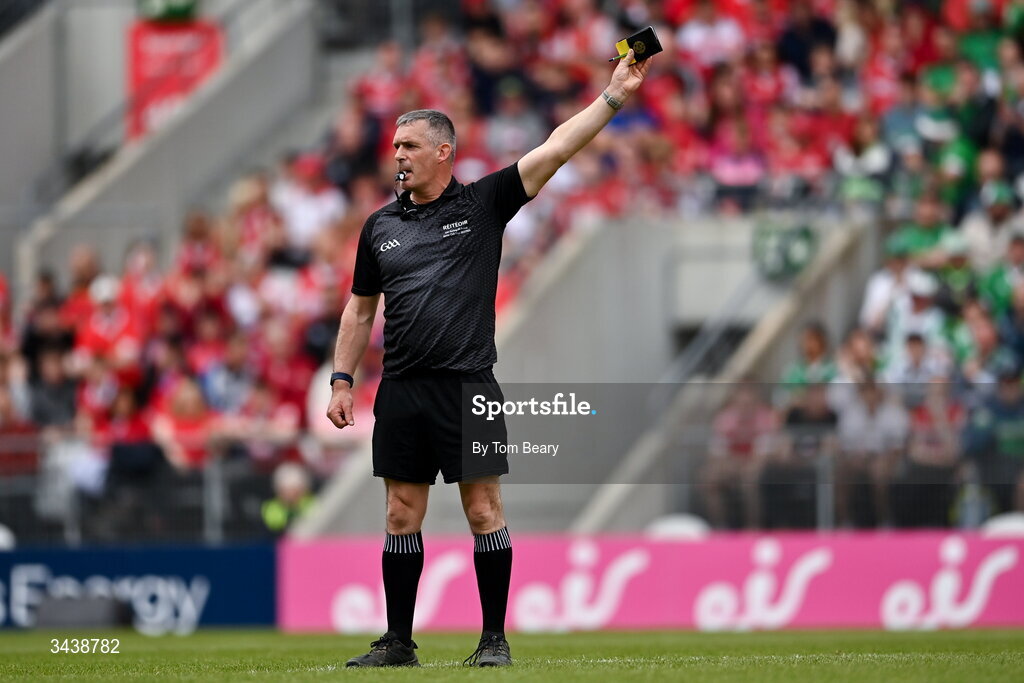 26 April 2026; Referee James Owens during the Munster GAA Senior Hurling Championship Round 2 match between Cork and Limerick at SuperValu Páirc Uí Chaoimh in Cork. Photo by Tom Beary/Sportsfile