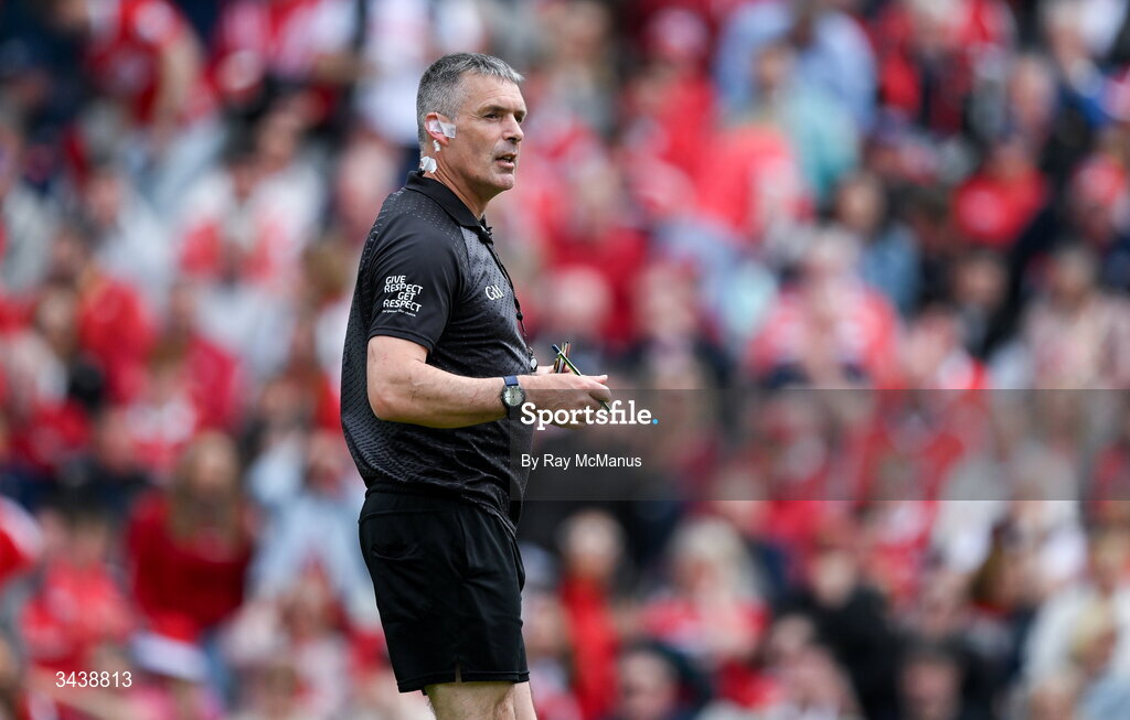 26 April 2026; Referee James Owens during the Munster GAA Senior Hurling Championship Round 2 match between Cork and Limerick at SuperValu Páirc Uí Chaoimh in Cork. Photo by Ray McManus/Sportsfile