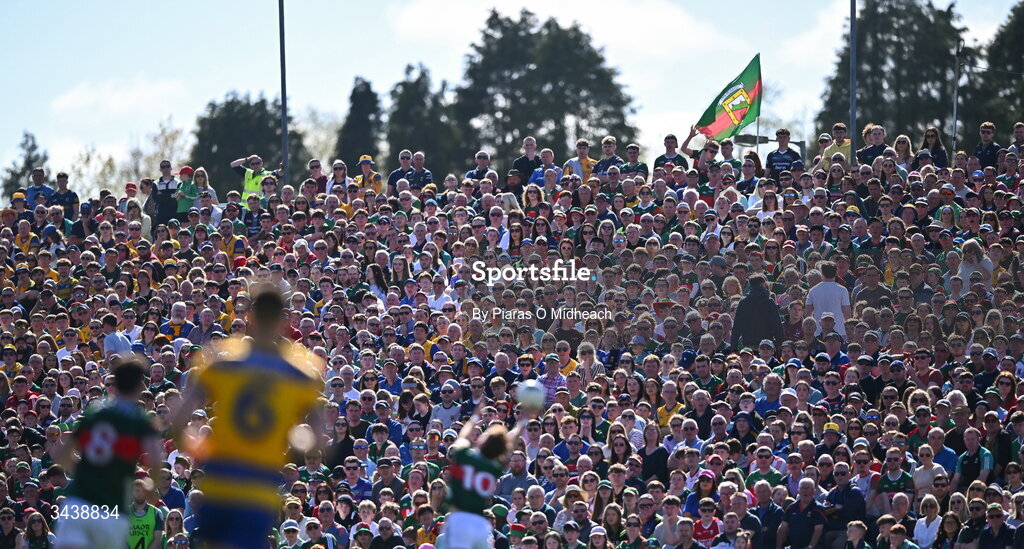 26 April 2026; Supporters during the Connacht GAA Football Senior Championship semi-final match between Mayo and Roscommon at Hastings Insurance MacHale Park in Castlebar, Mayo. Photo by Piaras Ó Mídheach/Sportsfile