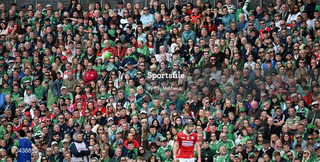 26 April 2026; Limerick supporters during the Munster GAA Senior Hurling Championship Round 2 match between Cork and Limerick at SuperValu Páirc Uí Chaoimh in Cork. Photo by Ray McManus/Sportsfile