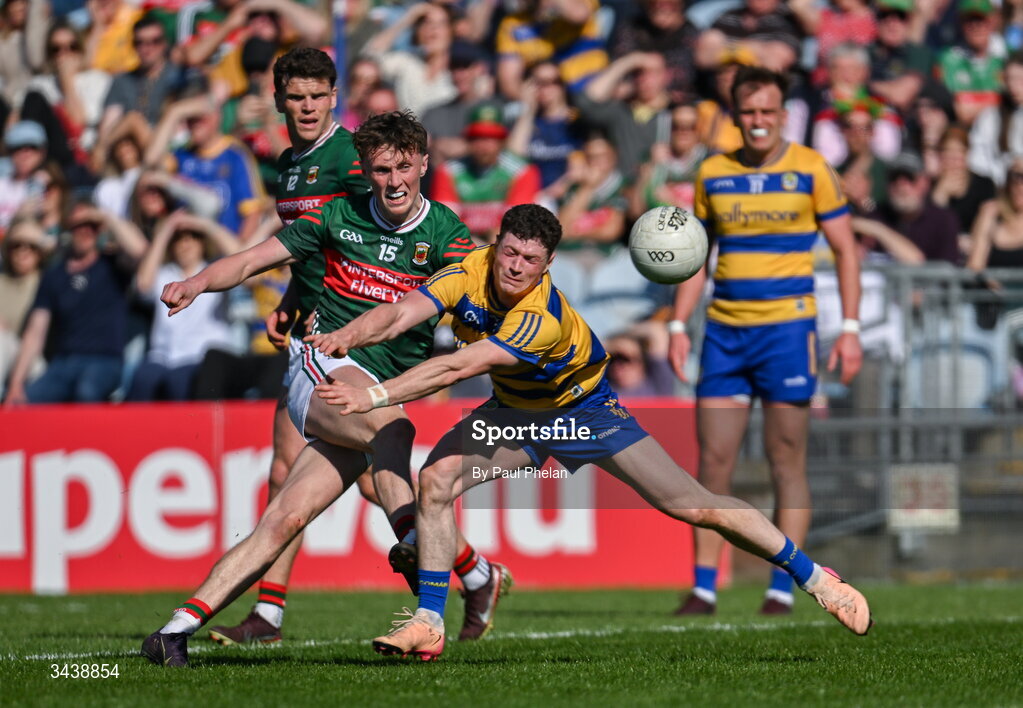 26 April 2026; Kobe McDonald of Mayo scores a point during the Connacht GAA Football Senior Championship semi-final match between Mayo and Roscommon at Hastings Insurance MacHale Park in Castlebar, Mayo. Photo by Paul Phelan/Sportsfile