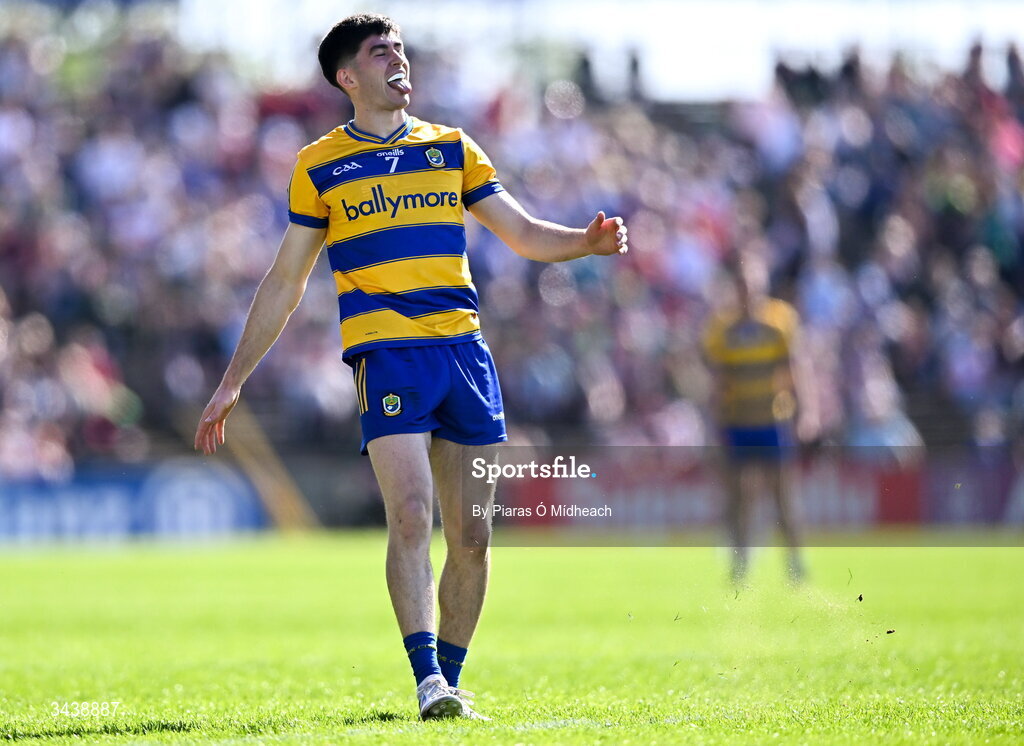 26 April 2026; Senan Lambe of Roscommon reacts after a missed chance during the Connacht GAA Football Senior Championship semi-final match between Mayo and Roscommon at Hastings Insurance MacHale Park in Castlebar, Mayo. Photo by Piaras Ó Mídheach/Sportsfile