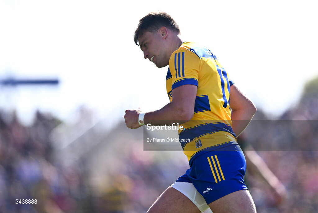 26 April 2026; Enda Smith of Roscommon celebrates scoring a point during the Connacht GAA Football Senior Championship semi-final match between Mayo and Roscommon at Hastings Insurance MacHale Park in Castlebar, Mayo. Photo by Piaras Ó Mídheach/Sportsfile