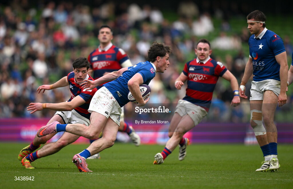 26 April 2026; Myles Carey of St Mary's College RFC during the Energia Men's All-Ireland League Division 1A final match between Clontarf FC and St Mary's College RFC at the Aviva Stadium in Dublin. Photo by Brendan Moran/Sportsfile