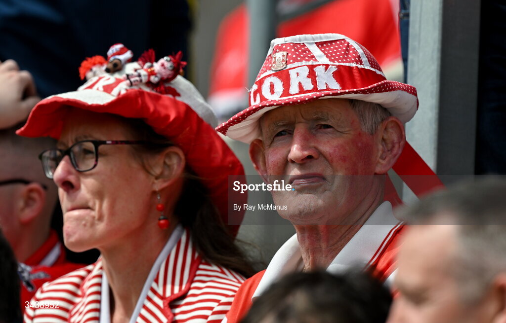 26 April 2026; Cork supporters JJ Lynch and his daughter Gráinne, from Michelstown, during the Munster GAA Senior Hurling Championship Round 2 match between Cork and Limerick at SuperValu Páirc Uí Chaoimh in Cork. Photo by Ray McManus/Sportsfile