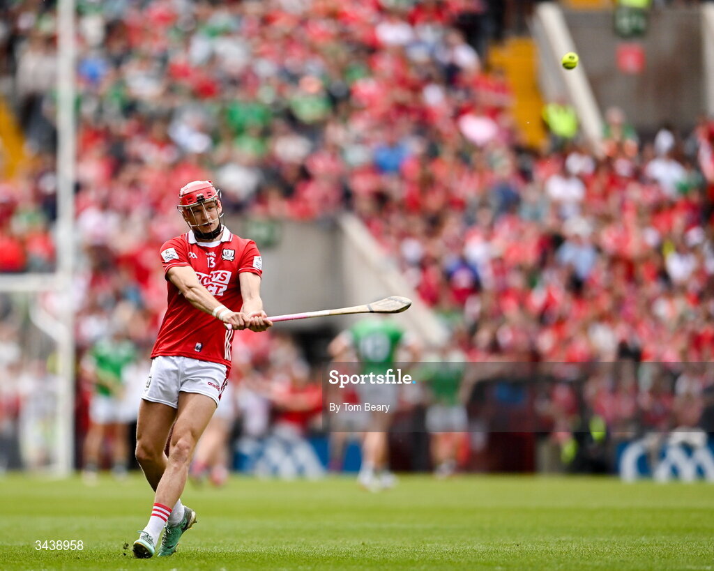 26 April 2026; Alan Connolly of Cork scores a point from a free during the Munster GAA Senior Hurling Championship Round 2 match between Cork and Limerick at SuperValu Páirc Uí Chaoimh in Cork. Photo by Tom Beary/Sportsfile
