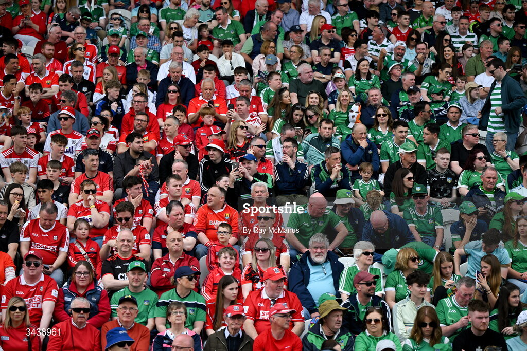 26 April 2026; Cork and Limerick supporters before the Munster GAA Senior Hurling Championship Round 2 match between Cork and Limerick at SuperValu Páirc Uí Chaoimh in Cork. Photo by Ray McManus/Sportsfile