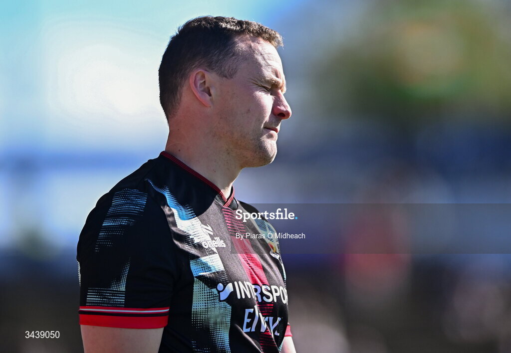 26 April 2026; Mayo manager Andy Moran reacts after Darragh Heneghan of Roscommon scored his side's second goal during the Connacht GAA Football Senior Championship semi-final match between Mayo and Roscommon at Hastings Insurance MacHale Park in Castlebar, Mayo. Photo by Piaras Ó Mídheach/Sportsfile