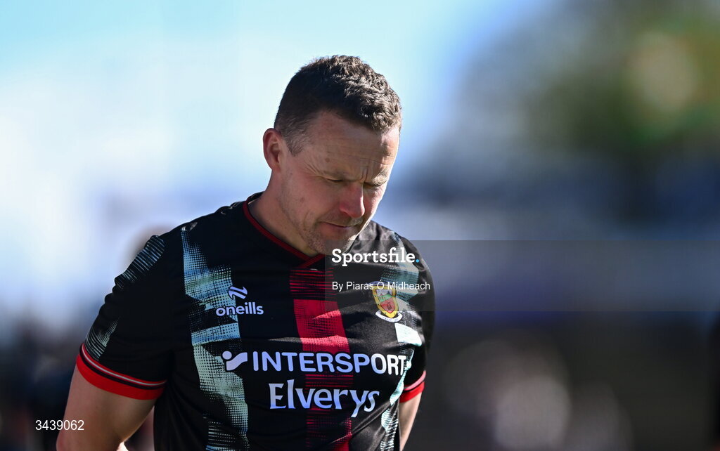 26 April 2026; Mayo manager Andy Moran reacts during the closing stages of the Connacht GAA Football Senior Championship semi-final match between Mayo and Roscommon at Hastings Insurance MacHale Park in Castlebar, Mayo. Photo by Piaras Ó Mídheach/Sportsfile