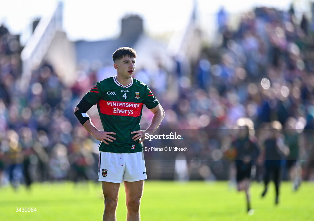 26 April 2026; Enda Hession of Mayo after his side's defeat in the Connacht GAA Football Senior Championship semi-final match between Mayo and Roscommon at Hastings Insurance MacHale Park in Castlebar, Mayo. Photo by Piaras Ó Mídheach/Sportsfile