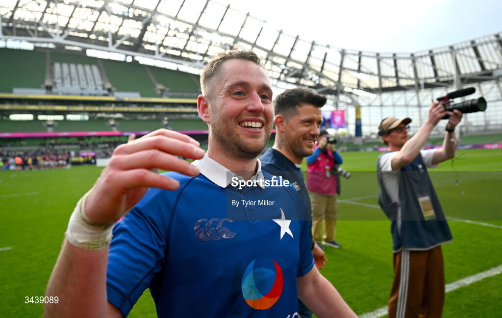 26 April 2026; Conor Dean of St Mary's College RFC celebrates after the Energia Men's All-Ireland League Division 1A final match between Clontarf FC and St Mary's College RFC at the Aviva Stadium in Dublin. Photo by Tyler Miller/Sportsfile