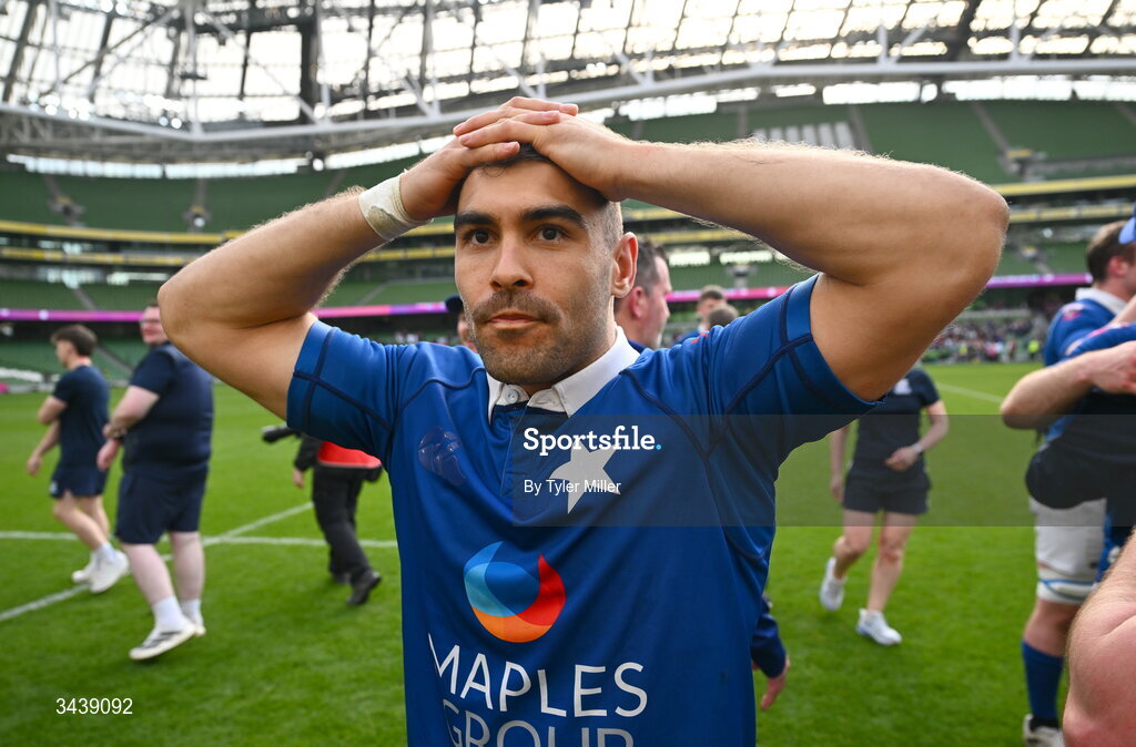 26 April 2026; Ramirez Leandro of St Mary's College RFC celebrates after the Energia Men's All-Ireland League Division 1A final match between Clontarf FC and St Mary's College RFC at the Aviva Stadium in Dublin. Photo by Tyler Miller/Sportsfile