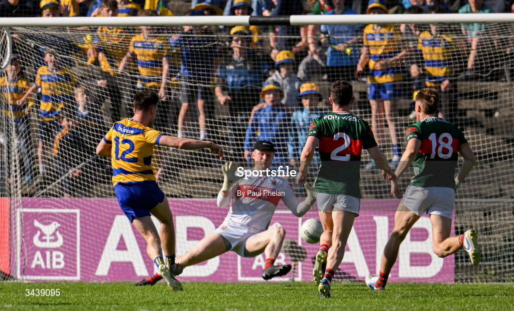 26 April 2026; Darragh Heneghan of Roscommon scores a goal during the Connacht GAA Football Senior Championship semi-final match between Mayo and Roscommon at Hastings Insurance MacHale Park in Castlebar, Mayo. Photo by Paul Phelan/Sportsfile