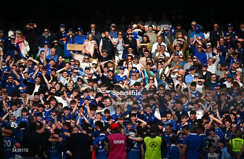26 April 2026; St Mary's College RFC supporters celebrate after the Energia Men's All-Ireland League Division 1A final match between Clontarf FC and St Mary's College RFC at the Aviva Stadium in Dublin. Photo by Tyler Miller/Sportsfile