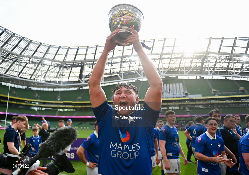 26 April 2026; Andrew Sparrow of St Mary's College RFC celebrates after the Energia Men's All-Ireland League Division 1A final match between Clontarf FC and St Mary's College RFC at the Aviva Stadium in Dublin. Photo by Daire Brennan/Sportsfile