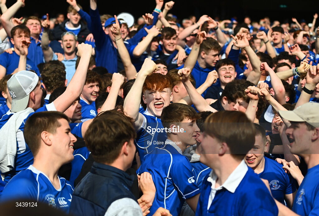 26 April 2026; St Mary's College RFC supporters celebrate after the Energia Men's All-Ireland League Division 1A final match between Clontarf FC and St Mary's College RFC at the Aviva Stadium in Dublin. Photo by Daire Brennan/Sportsfile