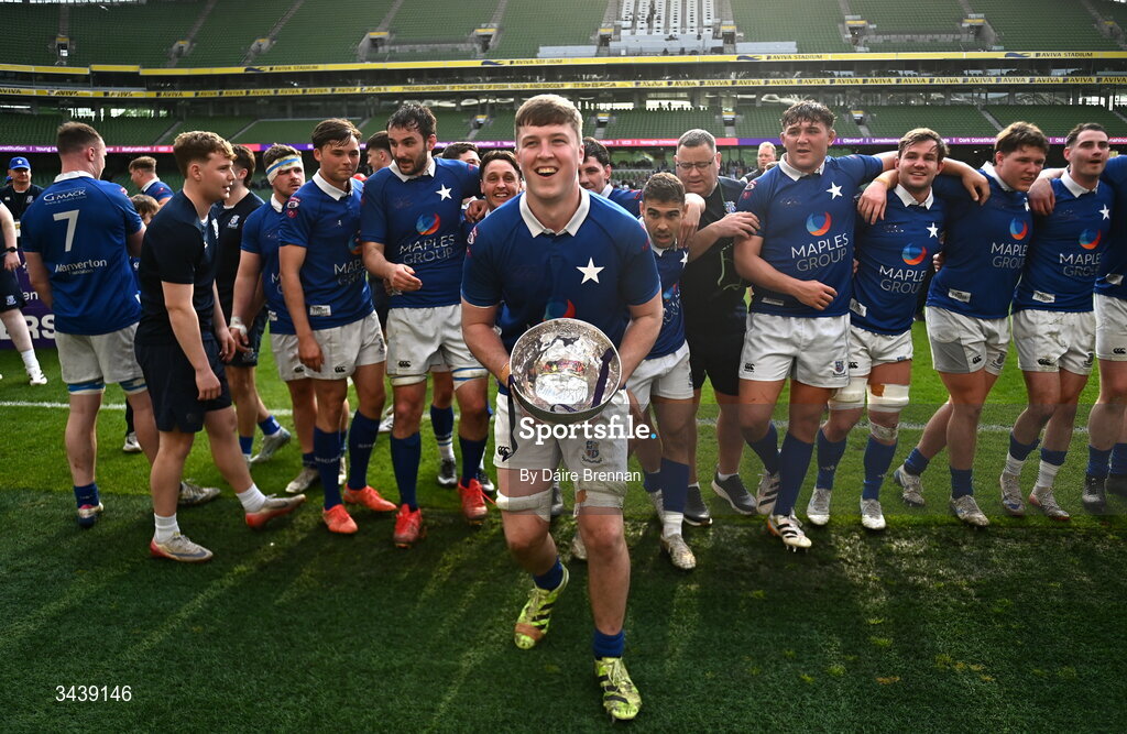 26 April 2026; Daniel Leane of St Mary's College RFC celebrates after the Energia Men's All-Ireland League Division 1A final match between Clontarf FC and St Mary's College RFC at the Aviva Stadium in Dublin. Photo by Daire Brennan/Sportsfile