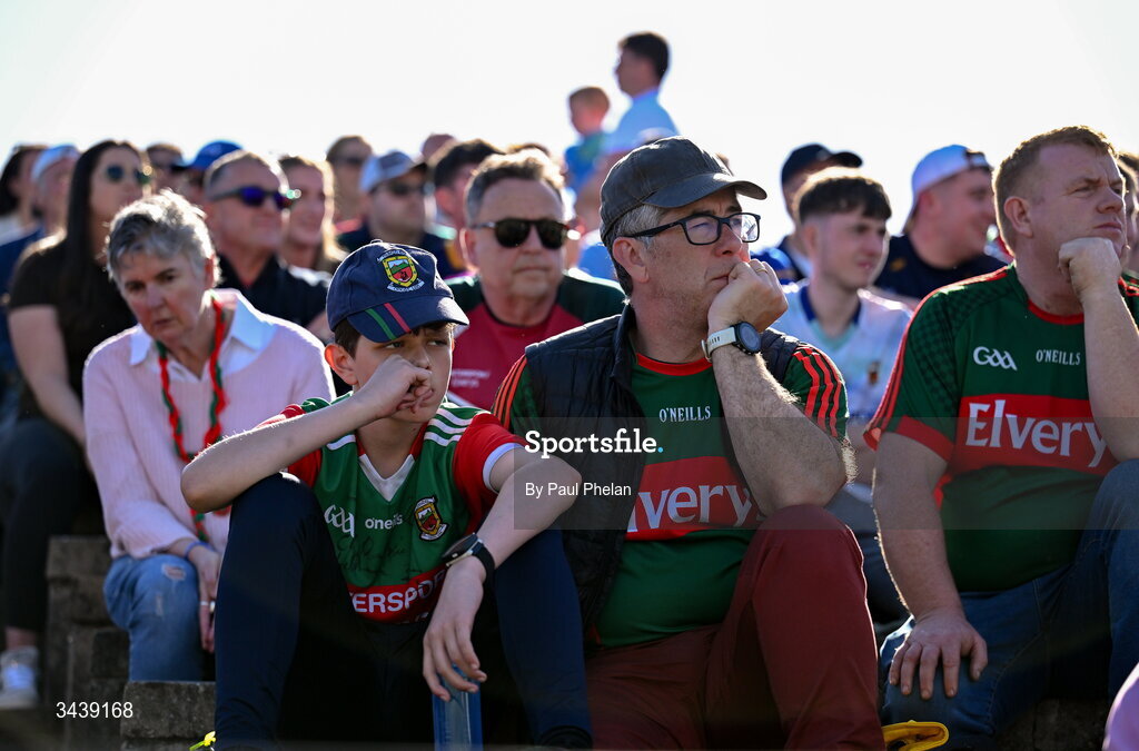 26 April 2026; Dejected Mayo supporters during the Connacht GAA Football Senior Championship semi-final match between Mayo and Roscommon at Hastings Insurance MacHale Park in Castlebar, Mayo. Photo by Paul Phelan/Sportsfile