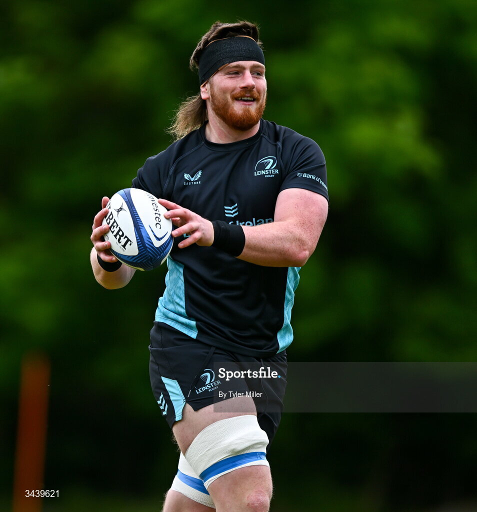 27 April 2026; Joe McCarthy during a Leinster Rugby squad training session at Rosemount in UCD, Dublin. Photo by Tyler Miller/Sportsfile
