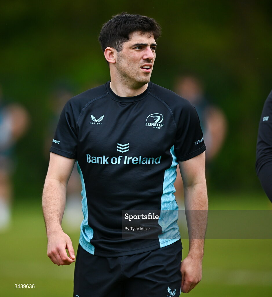 27 April 2026; Jimmy O'Brien during a Leinster Rugby squad training session at Rosemount in UCD, Dublin. Photo by Tyler Miller/Sportsfile