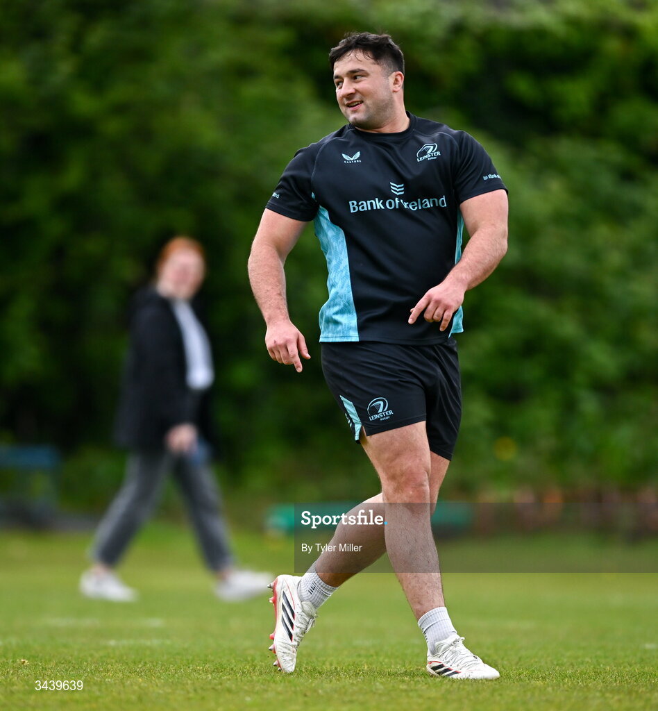 27 April 2026; Thomas Clarkson during a Leinster Rugby squad training session at Rosemount in UCD, Dublin. Photo by Tyler Miller/Sportsfile
