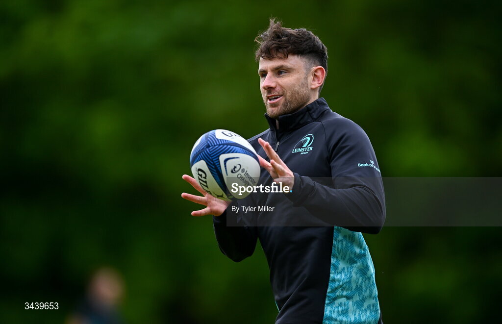 27 April 2026; Hugo Keenan during a Leinster Rugby squad training session at Rosemount in UCD, Dublin. Photo by Tyler Miller/Sportsfile