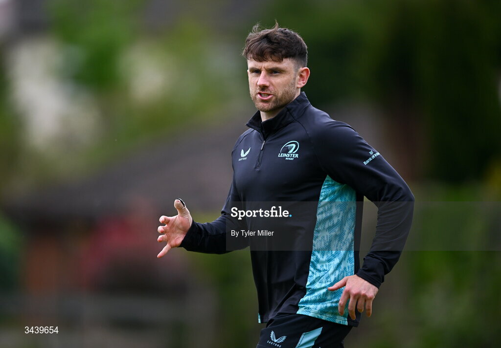 27 April 2026; Hugo Keenan during a Leinster Rugby squad training session at Rosemount in UCD, Dublin. Photo by Tyler Miller/Sportsfile