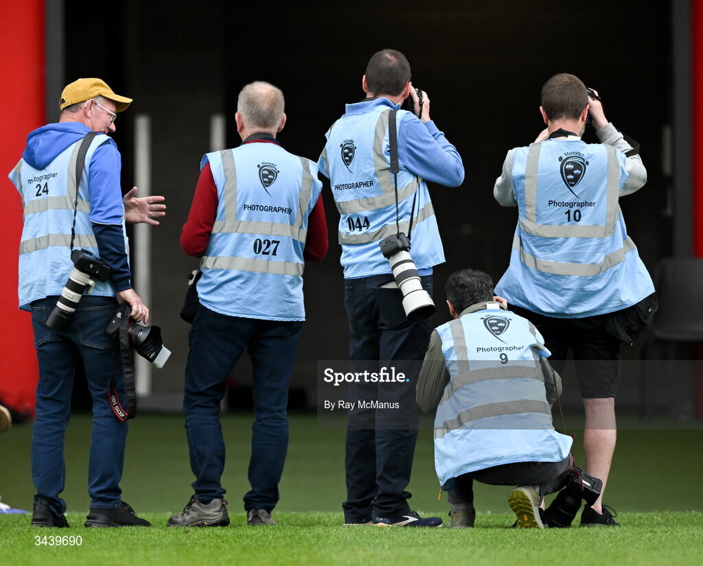 26 April 2026; Photographers await the Cork players arrival before the Munster GAA Senior Hurling Championship Round 2 match between Cork and Limerick at SuperValu Páirc Uí Chaoimh in Cork. Photo by Ray McManus/Sportsfile