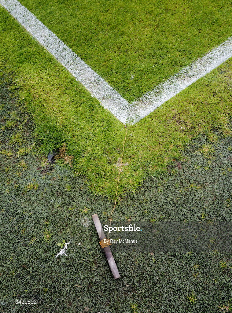 26 April 2026; A reel of string to assist in making a straight sideline lies on the grass before the Munster GAA Senior Hurling Championship Round 2 match between Cork and Limerick at SuperValu Páirc Uí Chaoimh in Cork. Photo by Ray McManus/Sportsfile