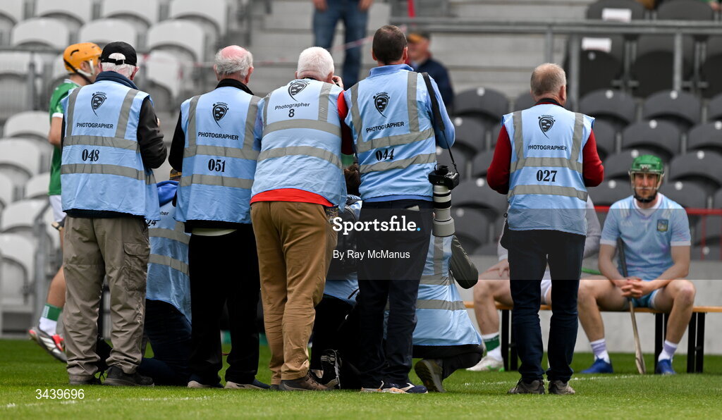 26 April 2026; Photographers prepare to take the Limerick squad picture before the Munster GAA Senior Hurling Championship Round 2 match between Cork and Limerick at SuperValu Páirc Uí Chaoimh in Cork. Photo by Ray McManus/Sportsfile