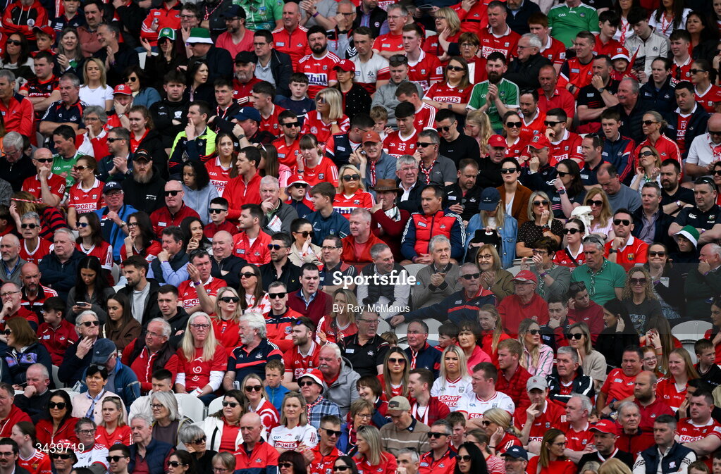 26 April 2026; Cork supporters amongst the 43,369 attendees during the Munster GAA Senior Hurling Championship Round 2 match between Cork and Limerick at SuperValu Páirc Uí Chaoimh in Cork. Photo by Ray McManus/Sportsfile