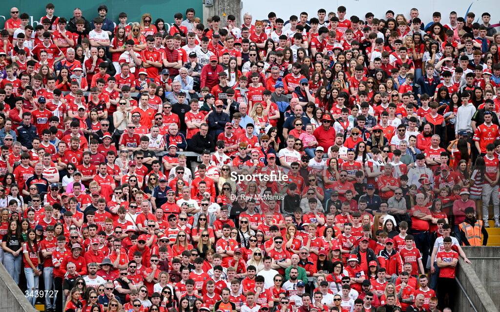 26 April 2026; Cork supporters amongst the 43,369 in attendance at the Munster GAA Senior Hurling Championship Round 2 match between Cork and Limerick at SuperValu Páirc Uí Chaoimh in Cork. Photo by Ray McManus/Sportsfile