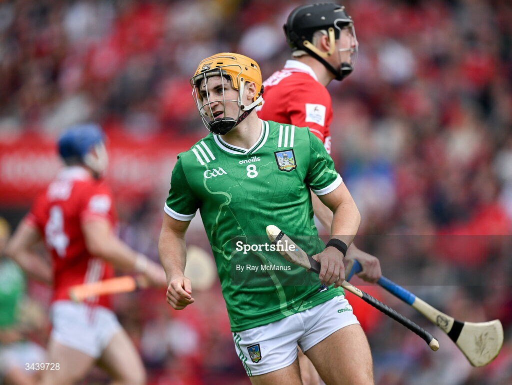 26 April 2026; Adam English of Limerick during the Munster GAA Senior Hurling Championship Round 2 match between Cork and Limerick at SuperValu Páirc Uí Chaoimh in Cork. Photo by Ray McManus/Sportsfile