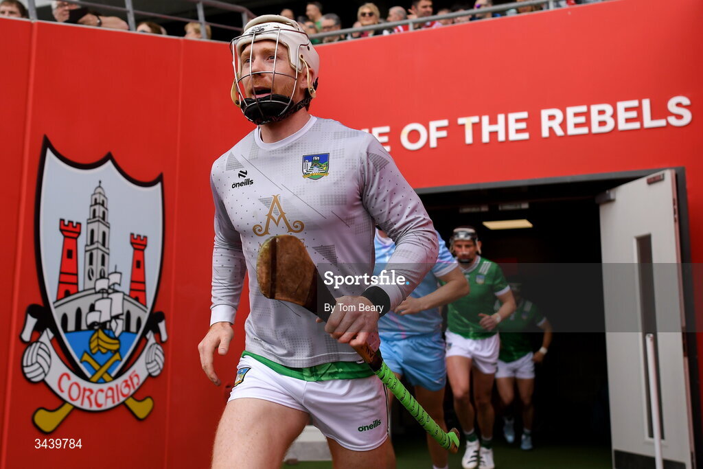 26 April 2026; Limerick captain Cian Lynch leads his side out before the Munster GAA Senior Hurling Championship Round 2 match between Cork and Limerick at SuperValu Páirc Uí Chaoimh in Cork. Photo by Tom Beary/Sportsfile