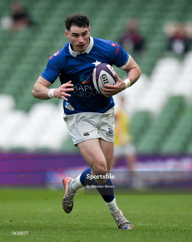 26 April 2026; Ruairi Shields of St Mary's College RFC during the Energia Men's All-Ireland League Division 1A final match between Clontarf FC and St Mary's College RFC at the Aviva Stadium in Dublin. Photo by Brendan Moran/Sportsfile