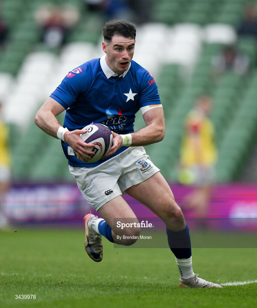 26 April 2026; Ruairi Shields of St Mary's College RFC during the Energia Men's All-Ireland League Division 1A final match between Clontarf FC and St Mary's College RFC at the Aviva Stadium in Dublin. Photo by Brendan Moran/Sportsfile