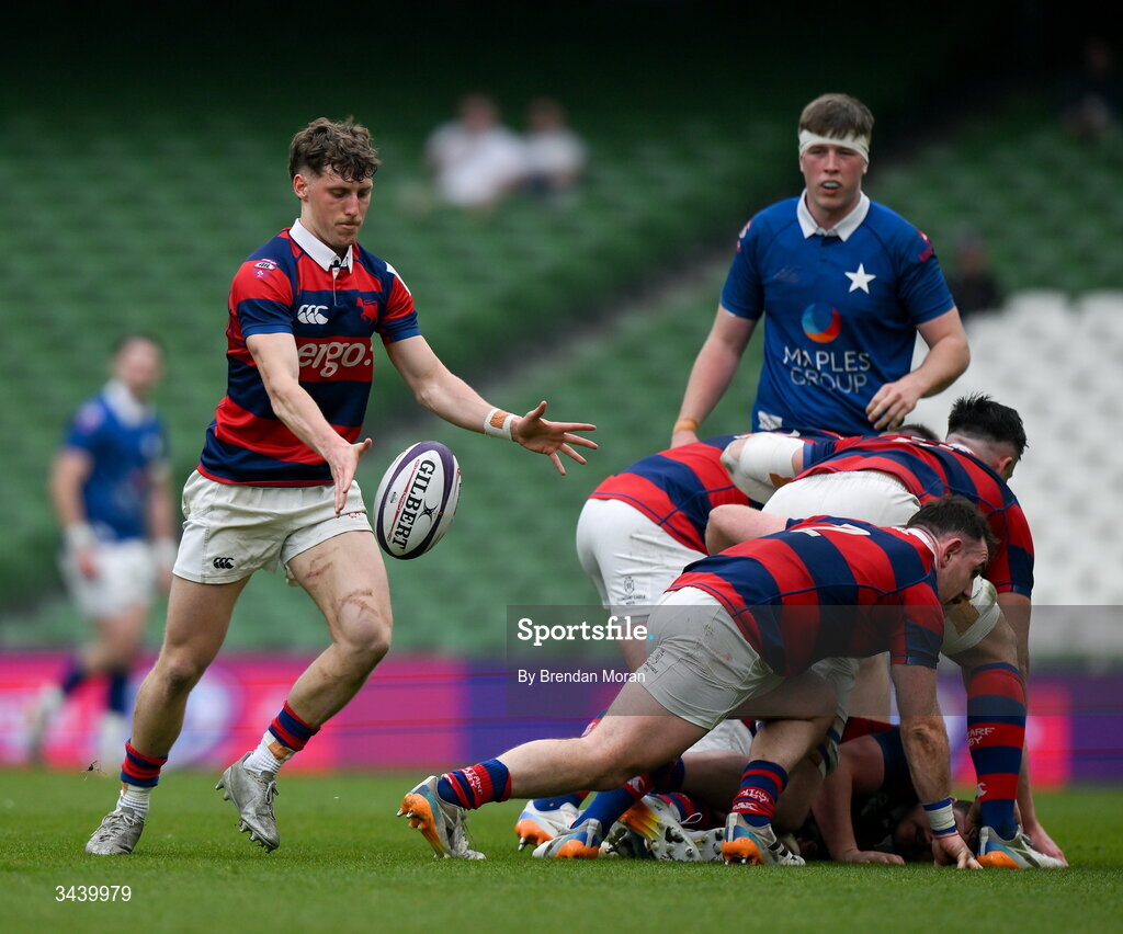 26 April 2026; Sam Owens of Clontarf FC during the Energia Men's All-Ireland League Division 1A final match between Clontarf FC and St Mary's College RFC at the Aviva Stadium in Dublin. Photo by Brendan Moran/Sportsfile