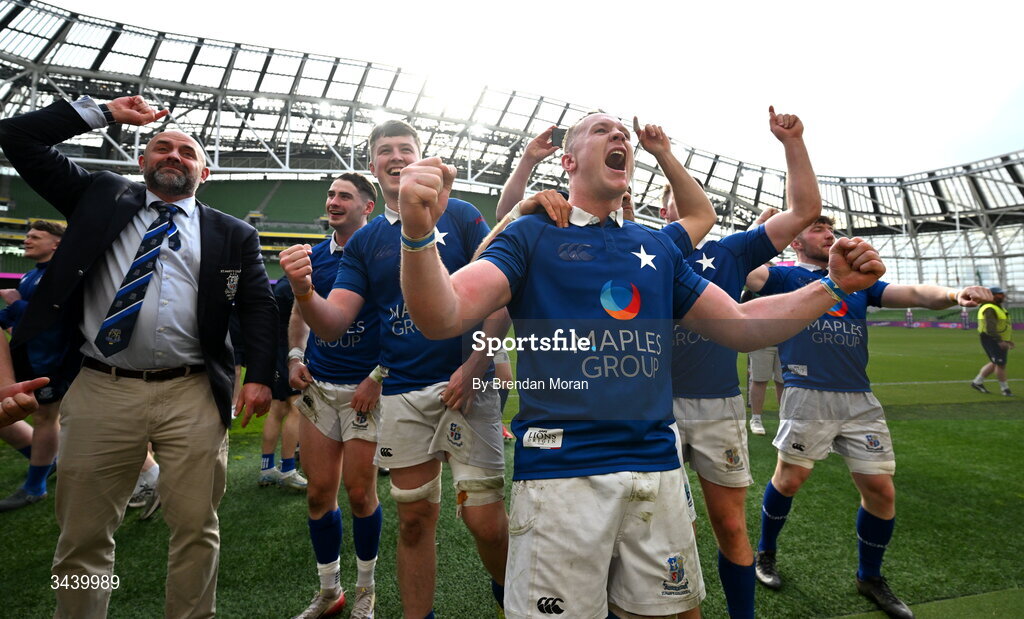 26 April 2026; Ronan Watters of St Mary's College RFC celebrates after the Energia Men's All-Ireland League Division 1A final match between Clontarf FC and St Mary's College RFC at the Aviva Stadium in Dublin. Photo by Brendan Moran/Sportsfile
