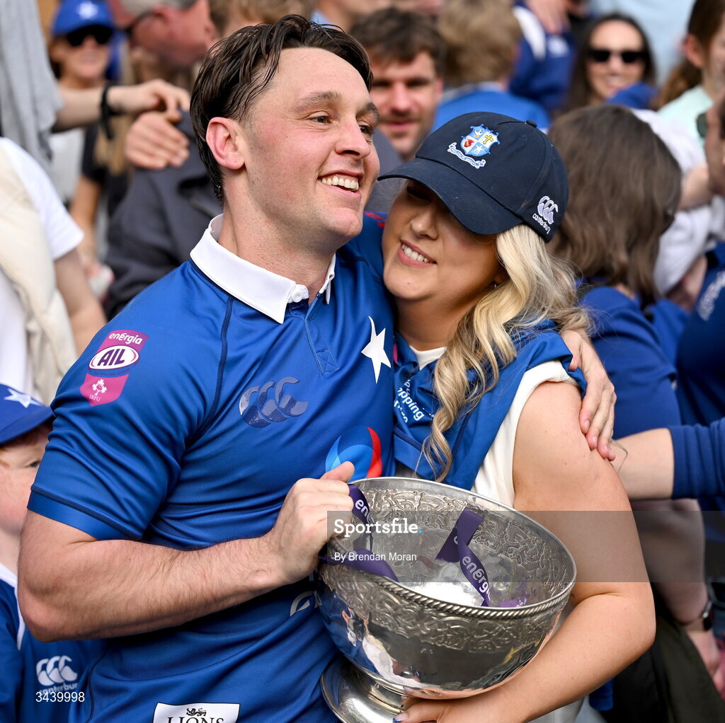 26 April 2026; Mark Fogarty of St Mary's College RFC celebrates after the Energia Men's All-Ireland League Division 1A final match between Clontarf FC and St Mary's College RFC at the Aviva Stadium in Dublin. Photo by Brendan Moran/Sportsfile