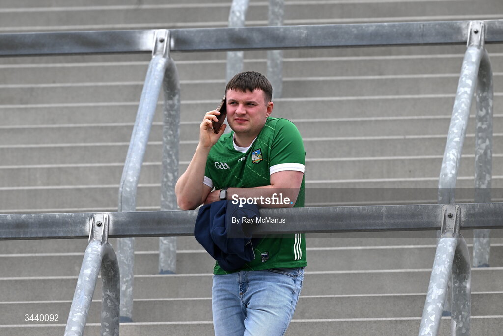 26 April 2026; An early arriving Limerick supporter before the Munster GAA Senior Hurling Championship Round 2 match between Cork and Limerick at SuperValu Páirc Uí Chaoimh in Cork. Photo by Ray McManus/Sportsfile