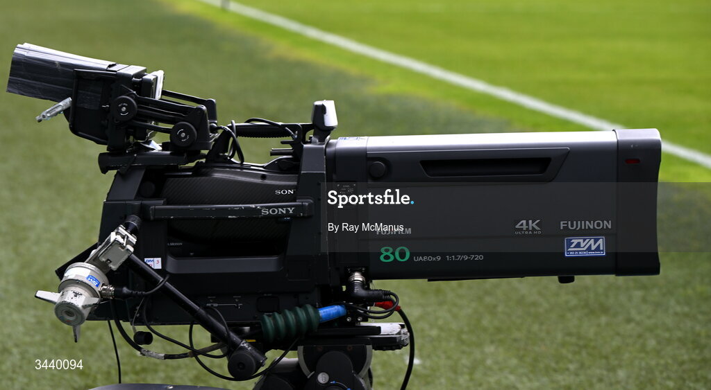 26 April 2026; A Sony Fujinon TV camera before the Munster GAA Senior Hurling Championship Round 2 match between Cork and Limerick at SuperValu Páirc Uí Chaoimh in Cork. Photo by Ray McManus/Sportsfile