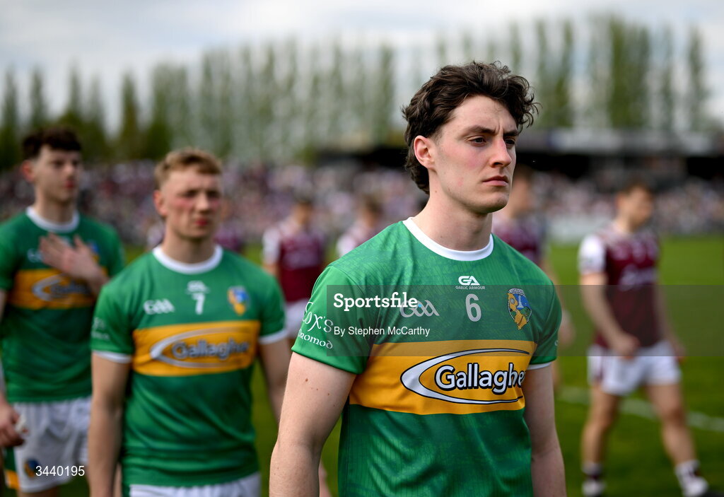 25 April 2026; Mark Diffley of Leitrim during the pre-match parade before the Connacht GAA Football Senior Championship semi-final match between Leitrim and Galway at Heartland Credit Union Páirc Seán Mac Diarmada in Carrick-on-Shannon, Leitrim. Photo by Stephen McCarthy/Sportsfile