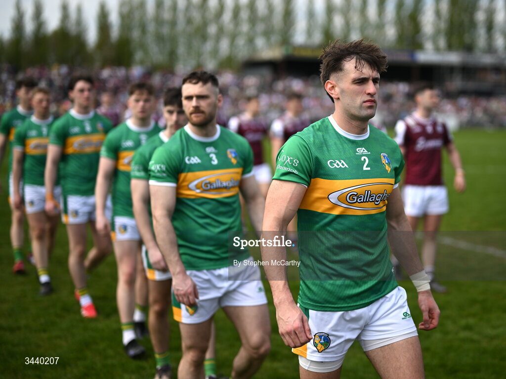 25 April 2026; Cillian McGloin of Leitrim during the pre-match parade before the Connacht GAA Football Senior Championship semi-final match between Leitrim and Galway at Heartland Credit Union Páirc Seán Mac Diarmada in Carrick-on-Shannon, Leitrim. Photo by Stephen McCarthy/Sportsfile