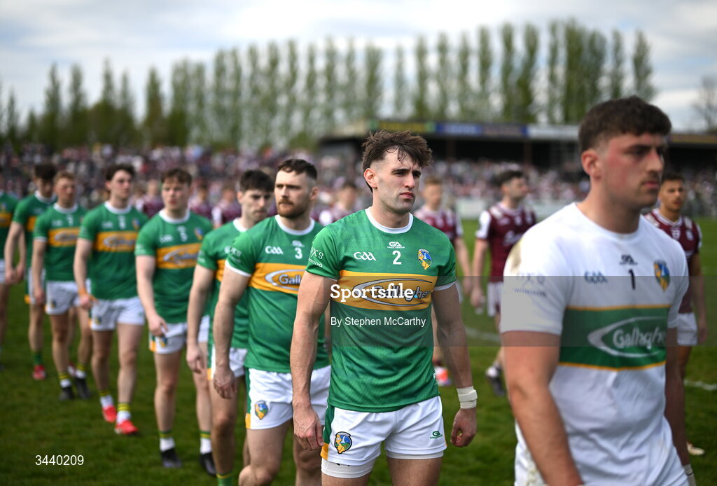 25 April 2026; Cillian McGloin of Leitrim during the pre-match parade before the Connacht GAA Football Senior Championship semi-final match between Leitrim and Galway at Heartland Credit Union Páirc Seán Mac Diarmada in Carrick-on-Shannon, Leitrim. Photo by Stephen McCarthy/Sportsfile